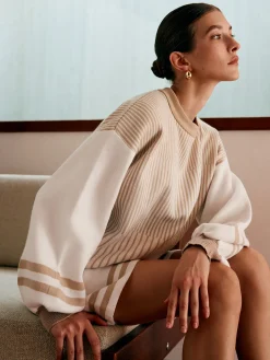 Striped Drawstring Sweater Co-ords