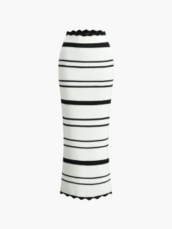 Striped Knotted Backless Skirt Set