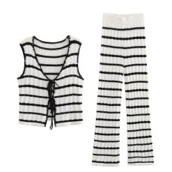 Striped Knotted Sweater Set