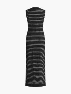 Striped Metal Button Long Sweater Dress