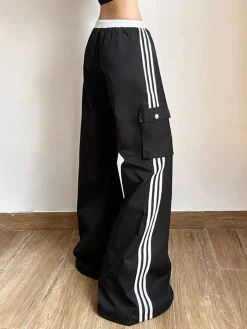 Striped Patchwork Drawstring Pants