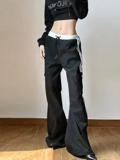 Striped Patchwork Drawstring Pants