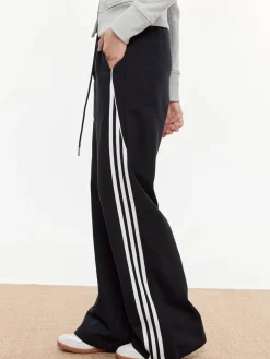 Striped Patchwork Elastic Waist Pants