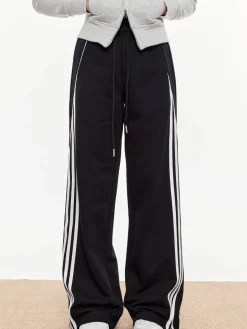 Striped Patchwork Elastic Waist Pants