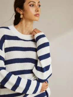 Striped Ribbed Sweater Shorts Set