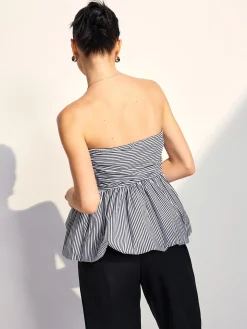 Striped Strapless Bubble Tank Top