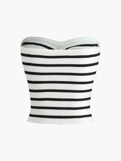 Striped Twist Detail Tube Top