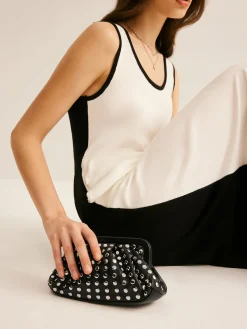 Studded Pleated Clutch Bag
