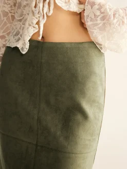 Suede A-Line Skirt Without Belt