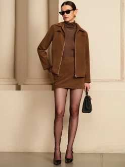 Suede Back Zipper Mini Skirt