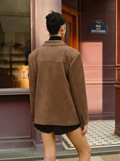 Suede Button Lapel Blazer
