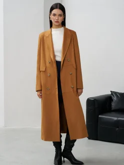 Suede Button Long Blazer