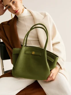 Suede Pleated Top Handle Bag