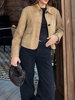 Suede Soft Button Lapel Jacket