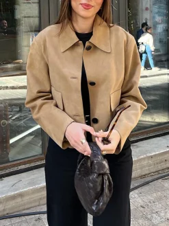 Suede Soft Button Lapel Jacket