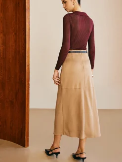 Suede Straight Skirt Without Belt