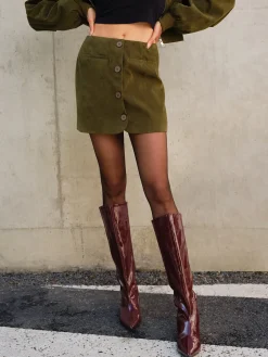 Suede Zipper Mini Skirt