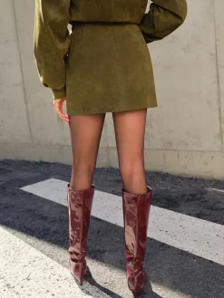 Suede Zipper Mini Skirt