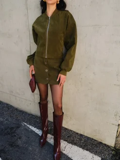 Suede Zipper Short Jacket