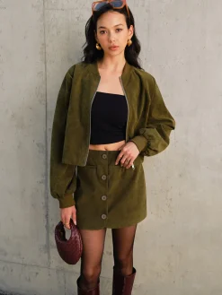 Suede Zipper Short Jacket