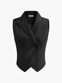 Suit Waistcoat With Pleated Mini Skirt Set