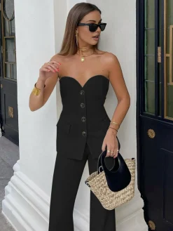 Sweetheart Button Up Tube Top