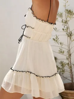 Sweetheart Flowy Tie-Front Short Dress