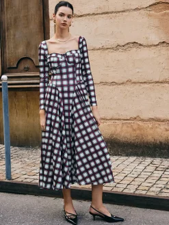 Sweetheart Plaid Pleated Dress