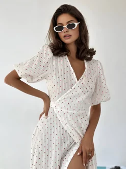 Sweetheart Textured Knotted Midi Dress