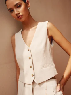 Tailored Button Suit Waistcoat