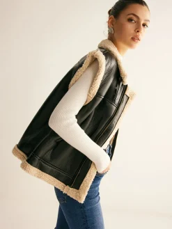 Teddy Lined PU Leather Vest