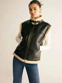 Teddy Lined PU Leather Vest