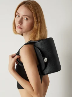 Textured Buckle Flap Handbag