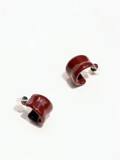 Textured Enamel C-Shaped Earrings