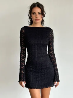 Textured Lace Short Dress