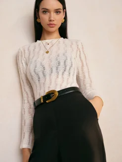 Textured Semi-Sheer Slim T-Shirt