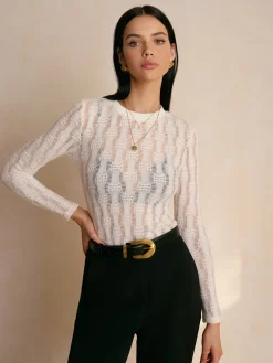 Textured Semi-Sheer Slim T-Shirt