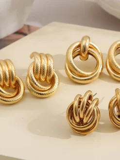 Three-Piece Cross Hoop Drop Earrings