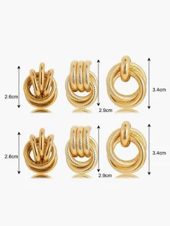 Three-Piece Cross Hoop Drop Earrings