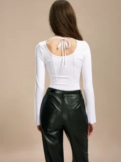 Tie Back Piping Slim T-Shirt