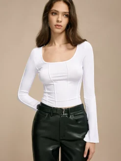 Tie Back Piping Slim T-Shirt