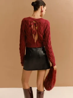 Tie Back Twist Short Sweater