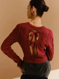 Tie Back Twist Short Sweater