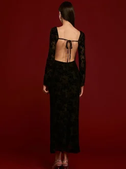 Tie Backless Velvet Dress