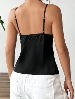 Tie Front Satin Cami Top