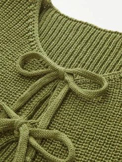 Tie Front Solid Sweater Vest