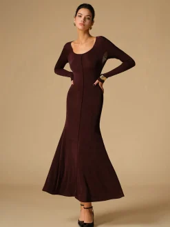 Tie Neck Backless Jersey Long Dress