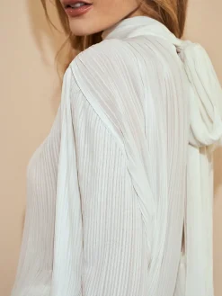 Tie Neck Chiffon Shirt