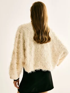 Tie Neck Fuzzy Blazer