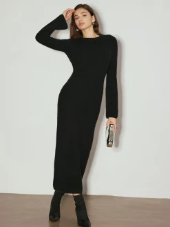 Tie Neck Open Back Long Dress